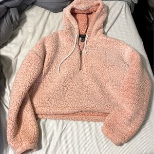 sherpa crop hoodie